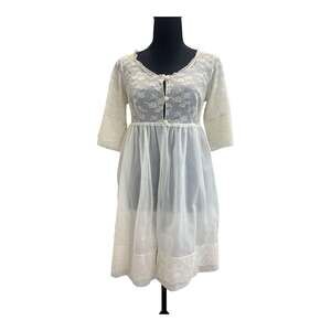 Vintage Henson Kickernick Sheer Ivory Peignoir Babydoll Style Robe Size 32